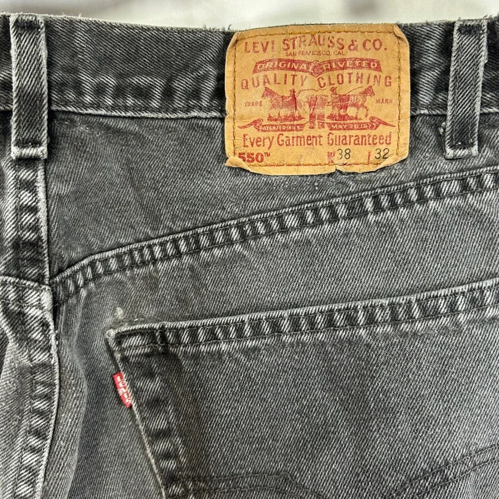 VTG Levi's 550 Relaxed Fit Jeans Mens 38x32 (Fit 36x30) Faded Black Tapered Leg